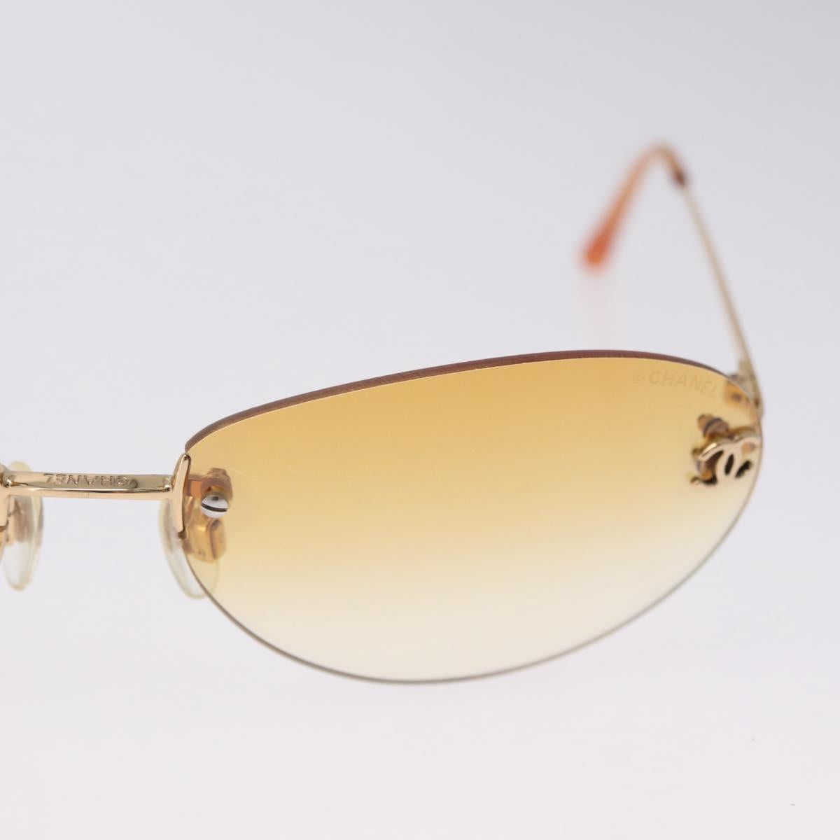 CHANEL CC Rimless Sunglasses metal Orange CC Auth am12585M
