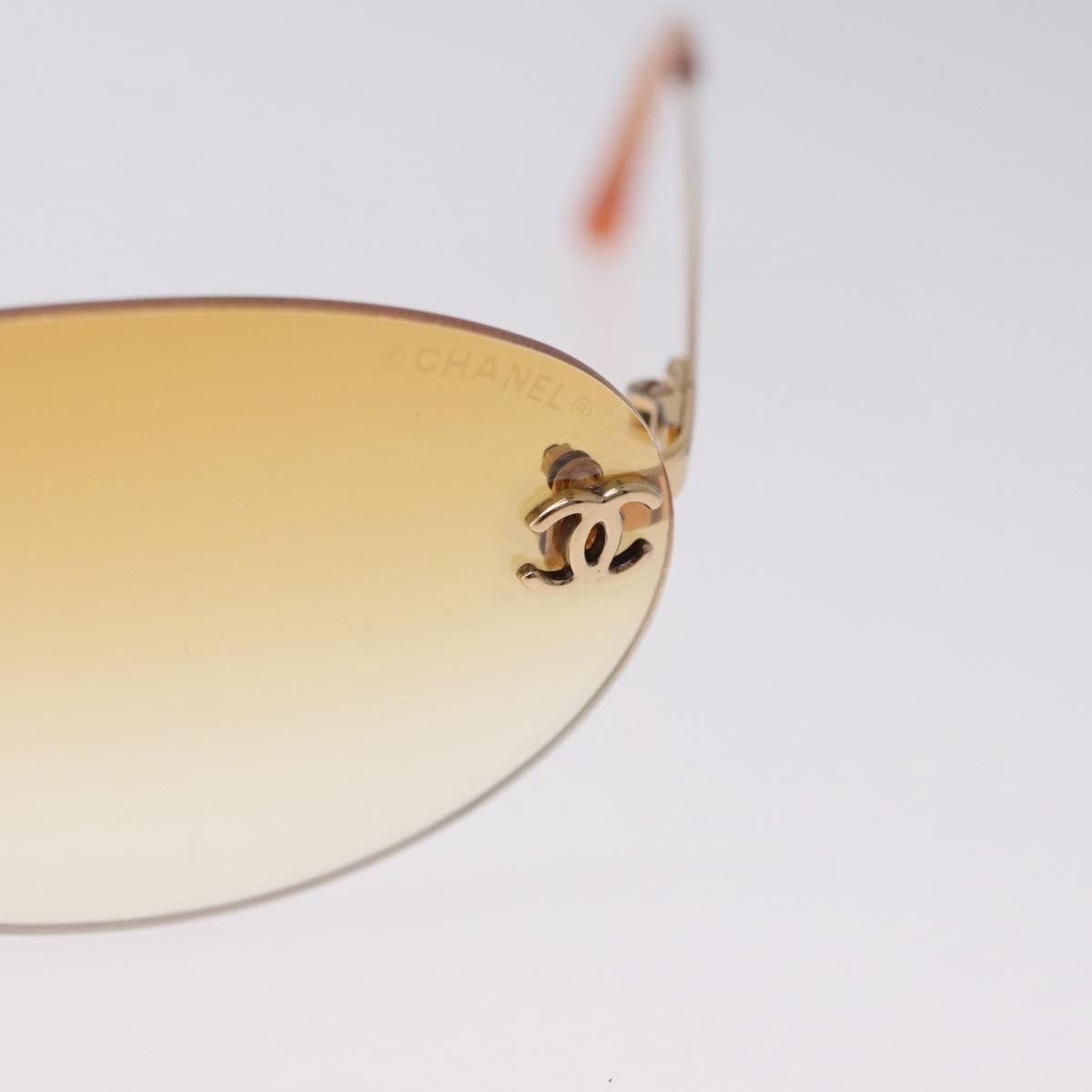 CHANEL CC Rimless Sunglasses metal Orange CC Auth am12585M
