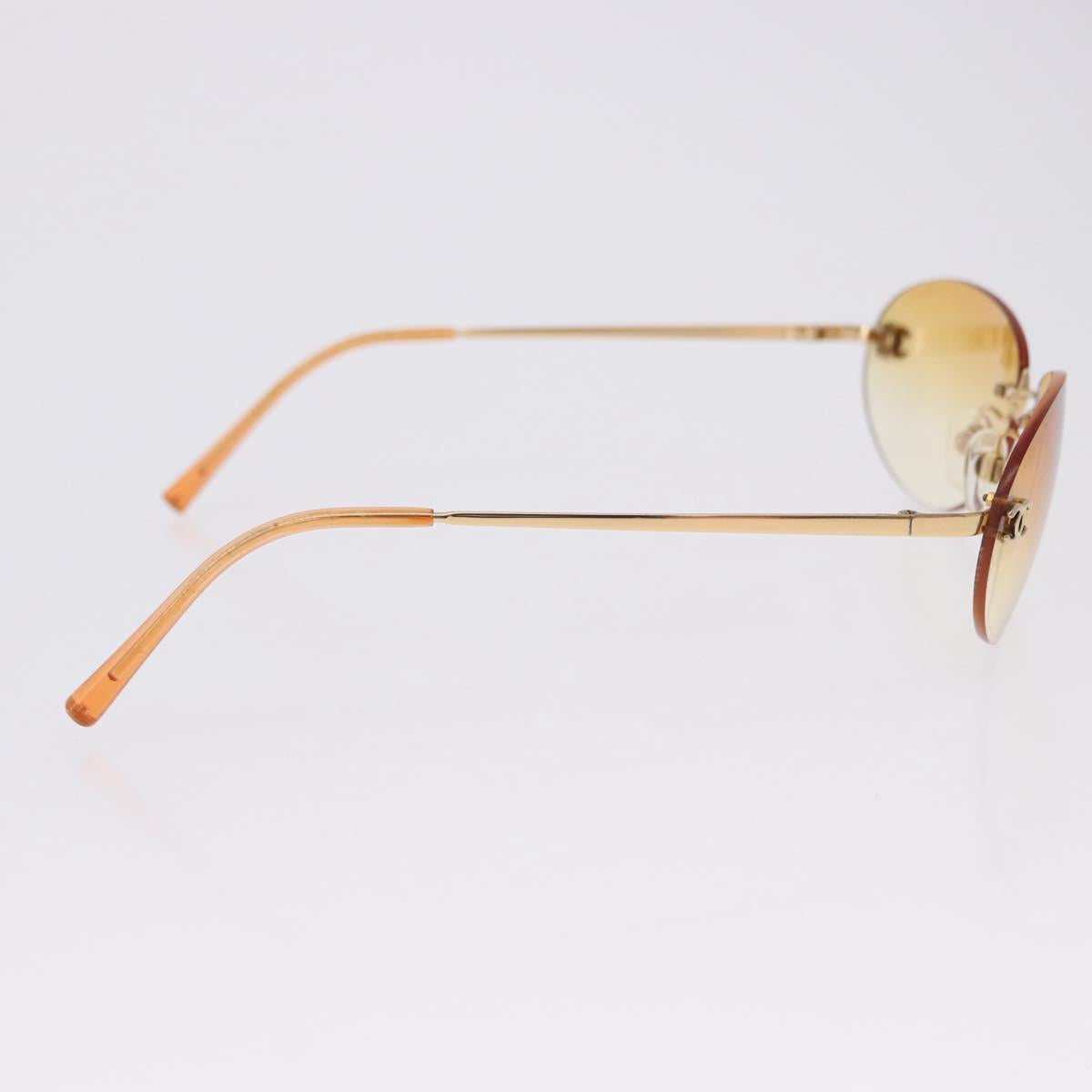 CHANEL CC Rimless Sunglasses metal Orange CC Auth am12585M