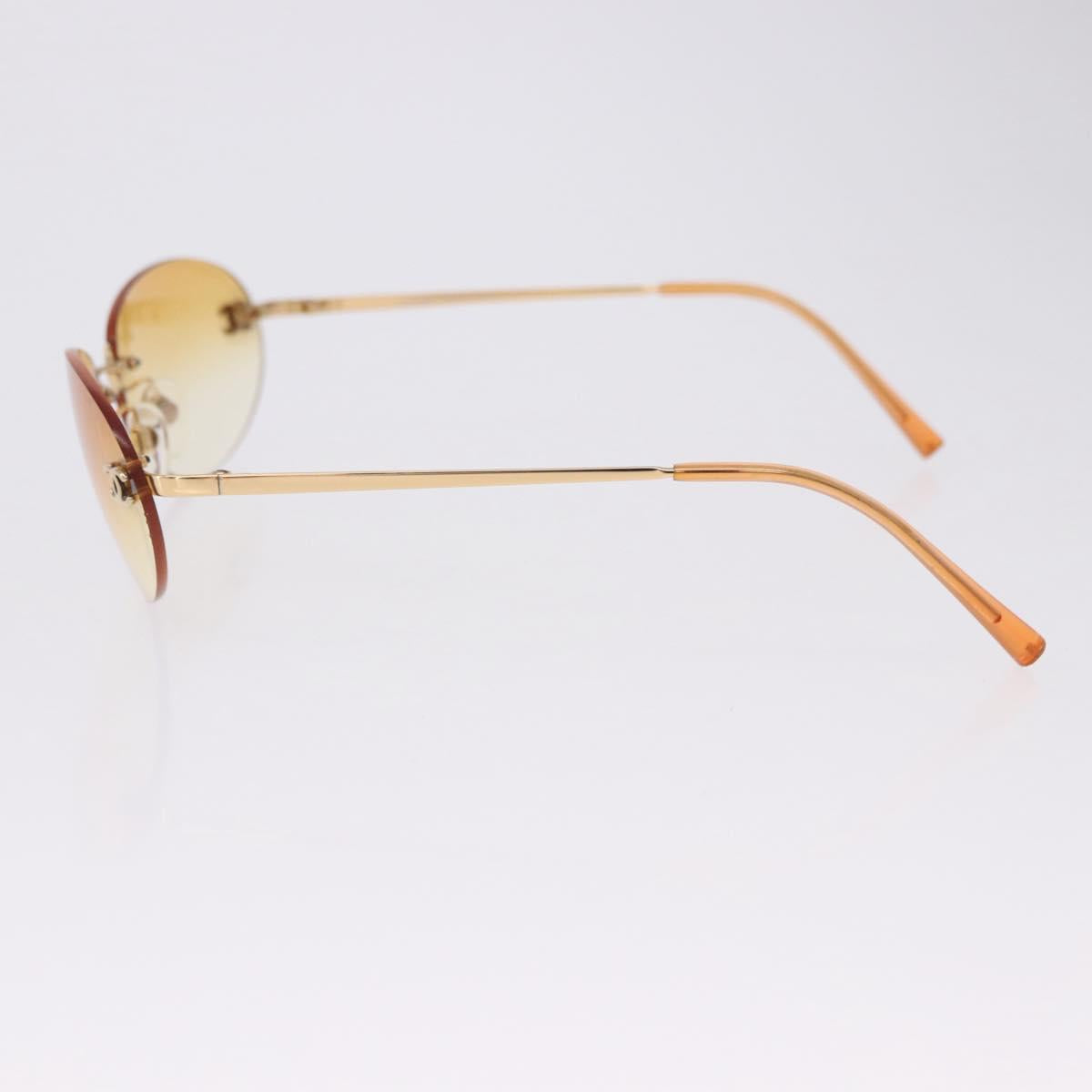 CHANEL CC Rimless Sunglasses metal Orange CC Auth am12585M