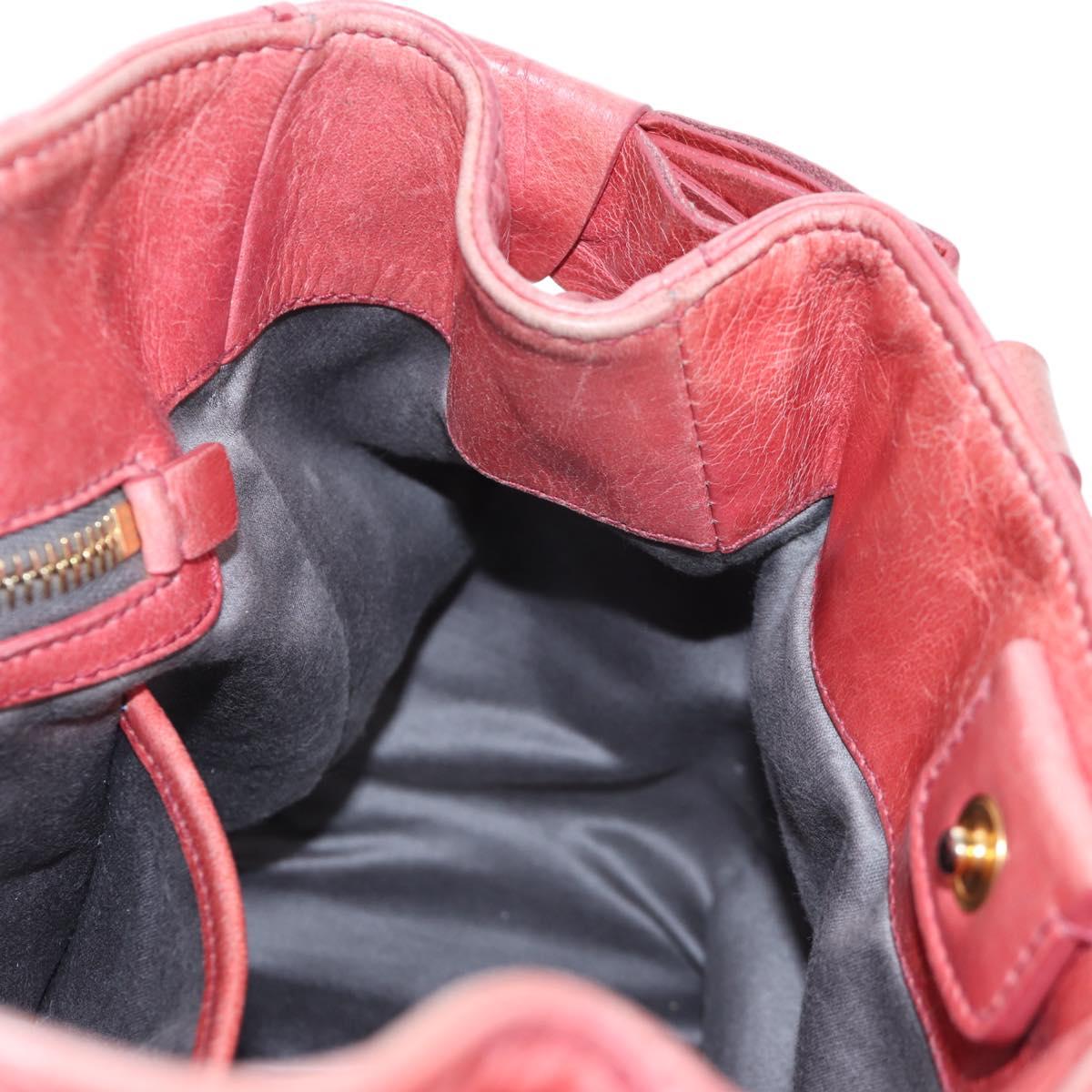Miu Miu Side Ribbon Hand Bag Leather 2way Pink Gold Auth am12586V