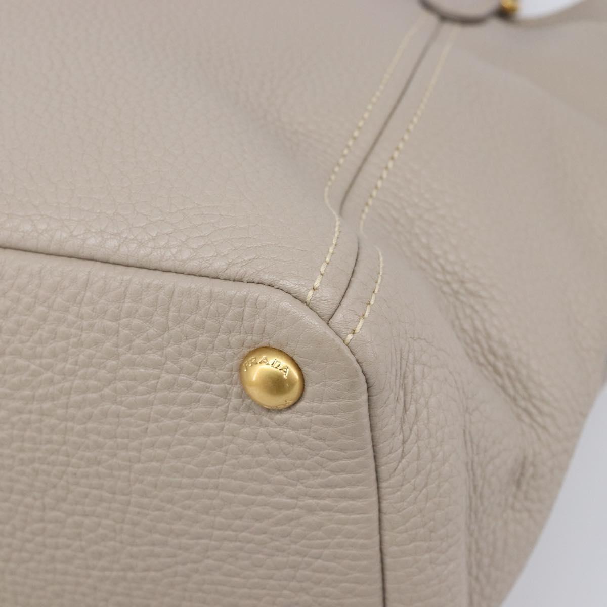 PRADA Tote Bag Taurillon Clemence Leather Gray Gold Auth am12588V