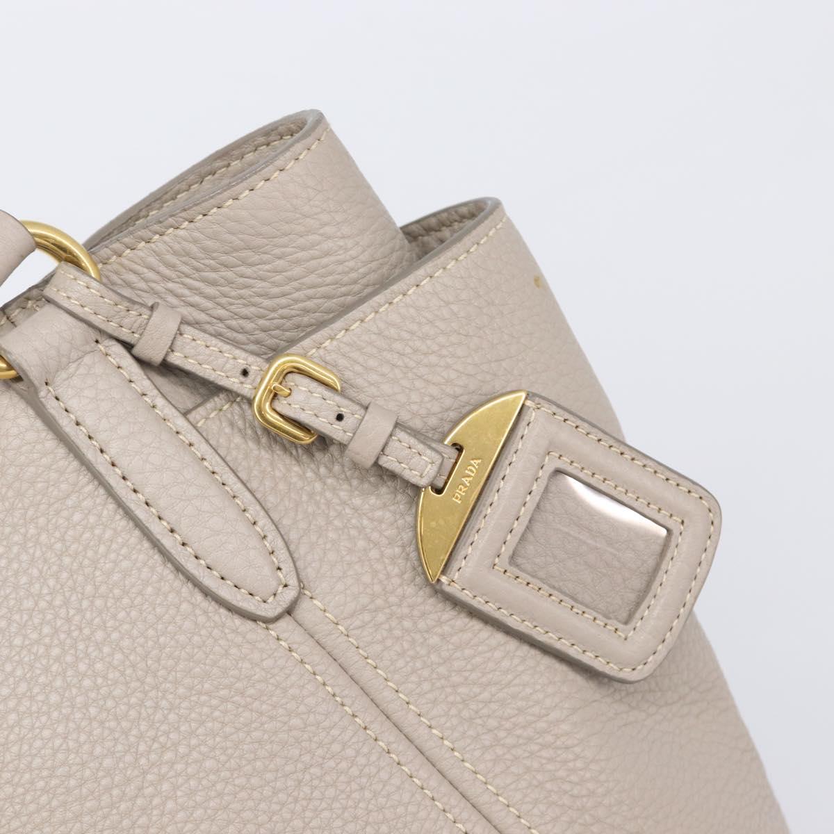 PRADA Tote Bag Taurillon Clemence Leather Gray Gold Auth am12588V