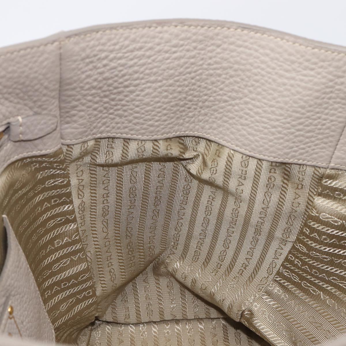 PRADA Tote Bag Taurillon Clemence Leather Gray Gold Auth am12588V
