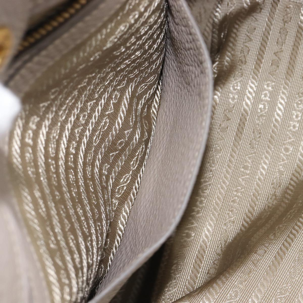 PRADA Tote Bag Taurillon Clemence Leather Gray Gold Auth am12588V