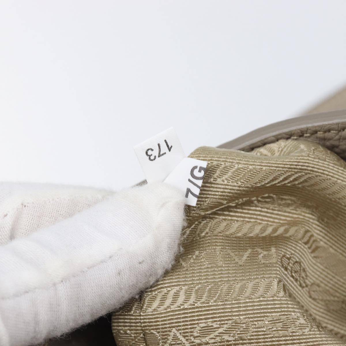 PRADA Tote Bag Taurillon Clemence Leather Gray Gold Auth am12588V