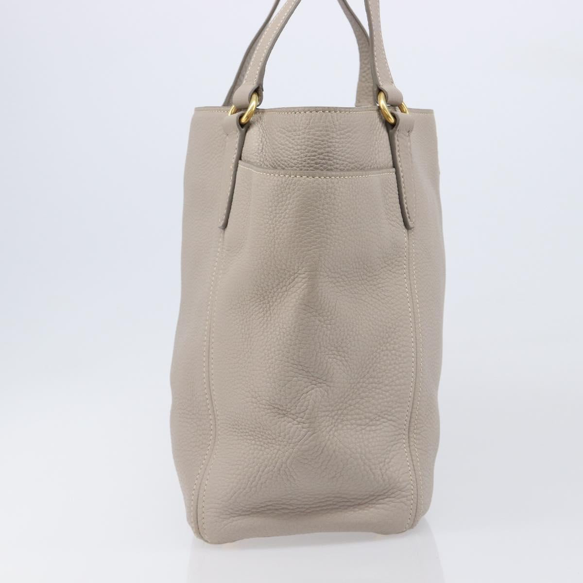 PRADA Tote Bag Taurillon Clemence Leather Gray Gold Auth am12588V