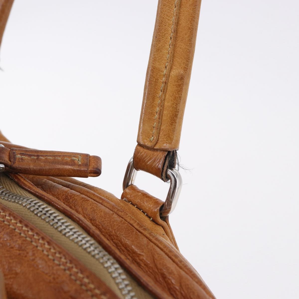 PRADA Hand Bag Leather Brown Silver Auth am12592V