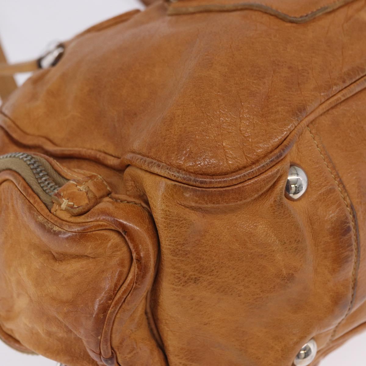 PRADA Hand Bag Leather Brown Silver Auth am12592V