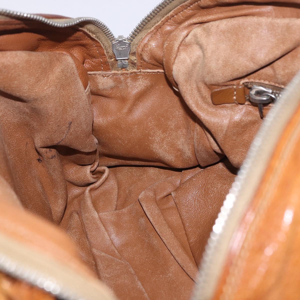 PRADA Hand Bag Leather Brown Silver Auth am12592V