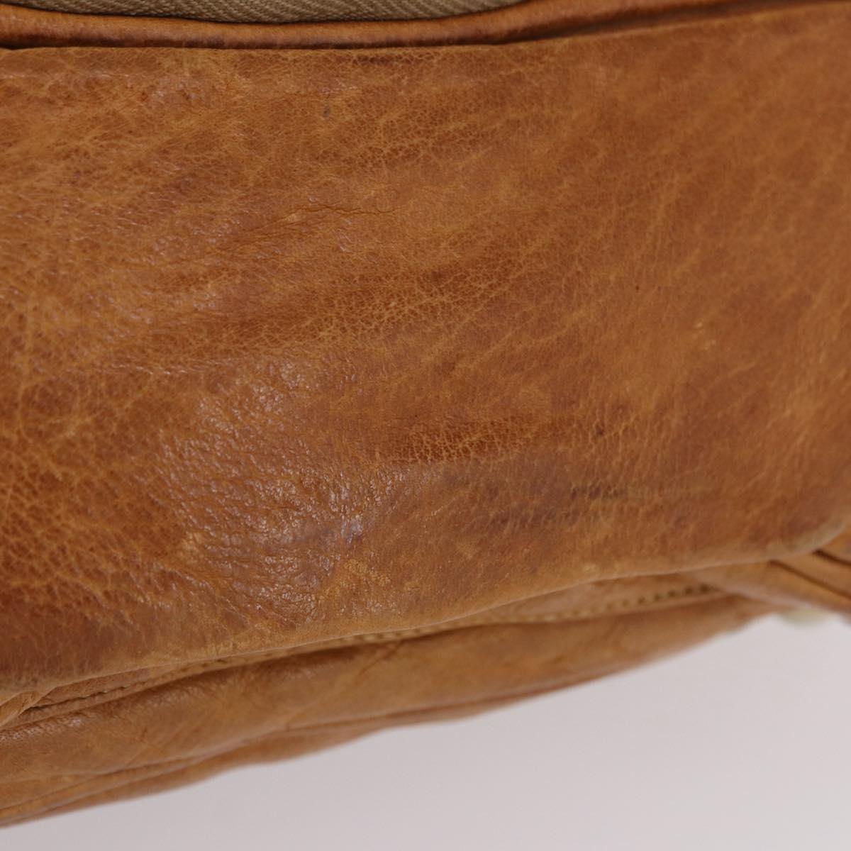 PRADA Hand Bag Leather Brown Silver Auth am12592V