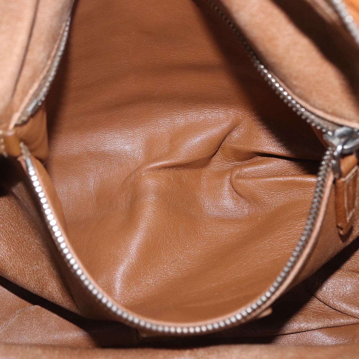 PRADA Hand Bag Leather Brown Silver Auth am12592V