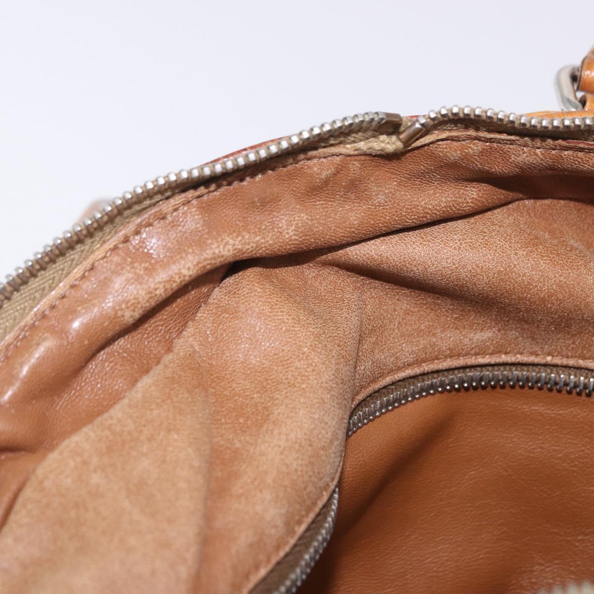 PRADA Hand Bag Leather Brown Silver Auth am12592V