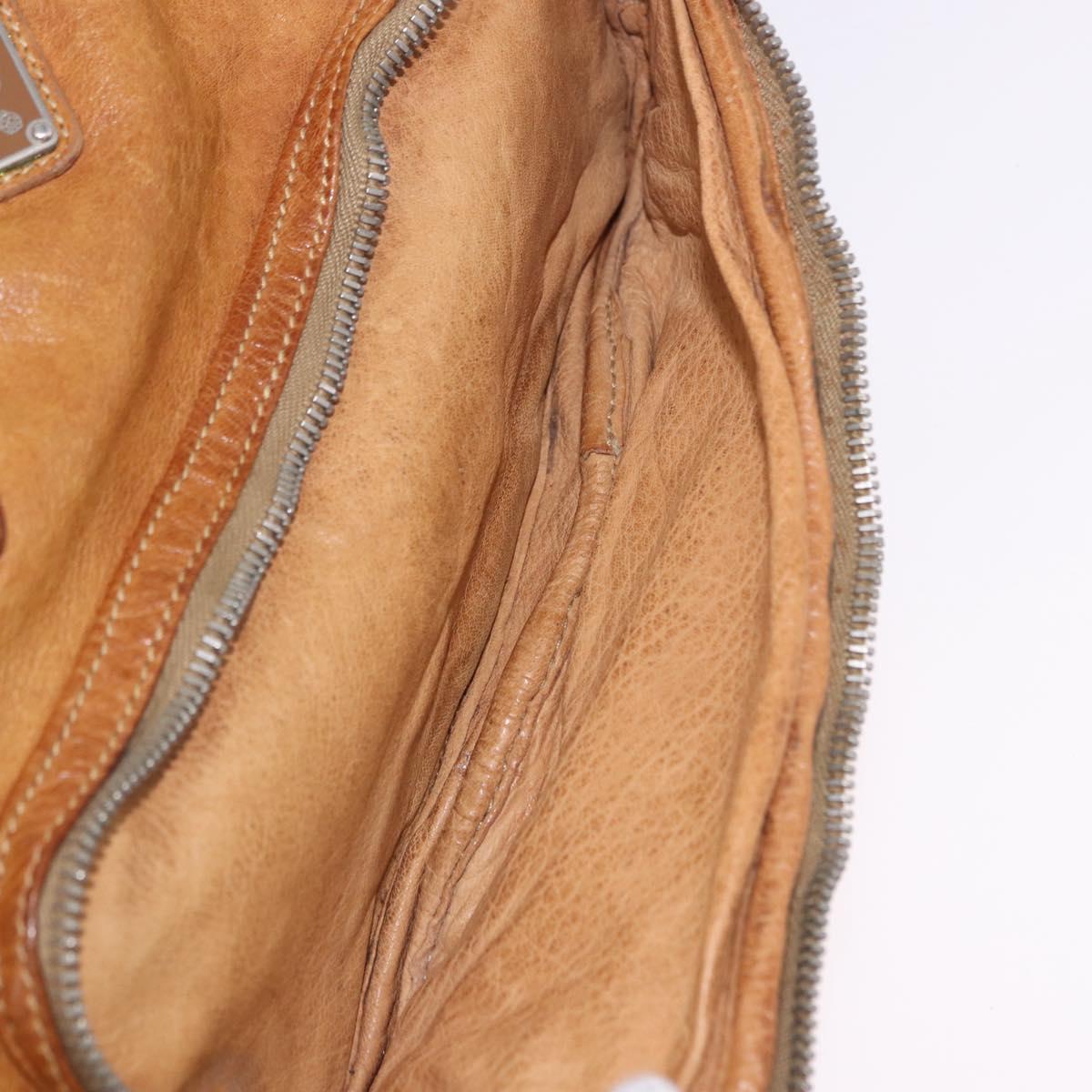 PRADA Hand Bag Leather Brown Silver Auth am12592V