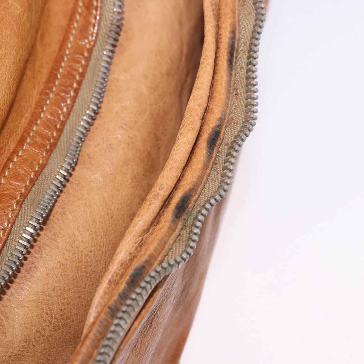 PRADA Hand Bag Leather Brown Silver Auth am12592V
