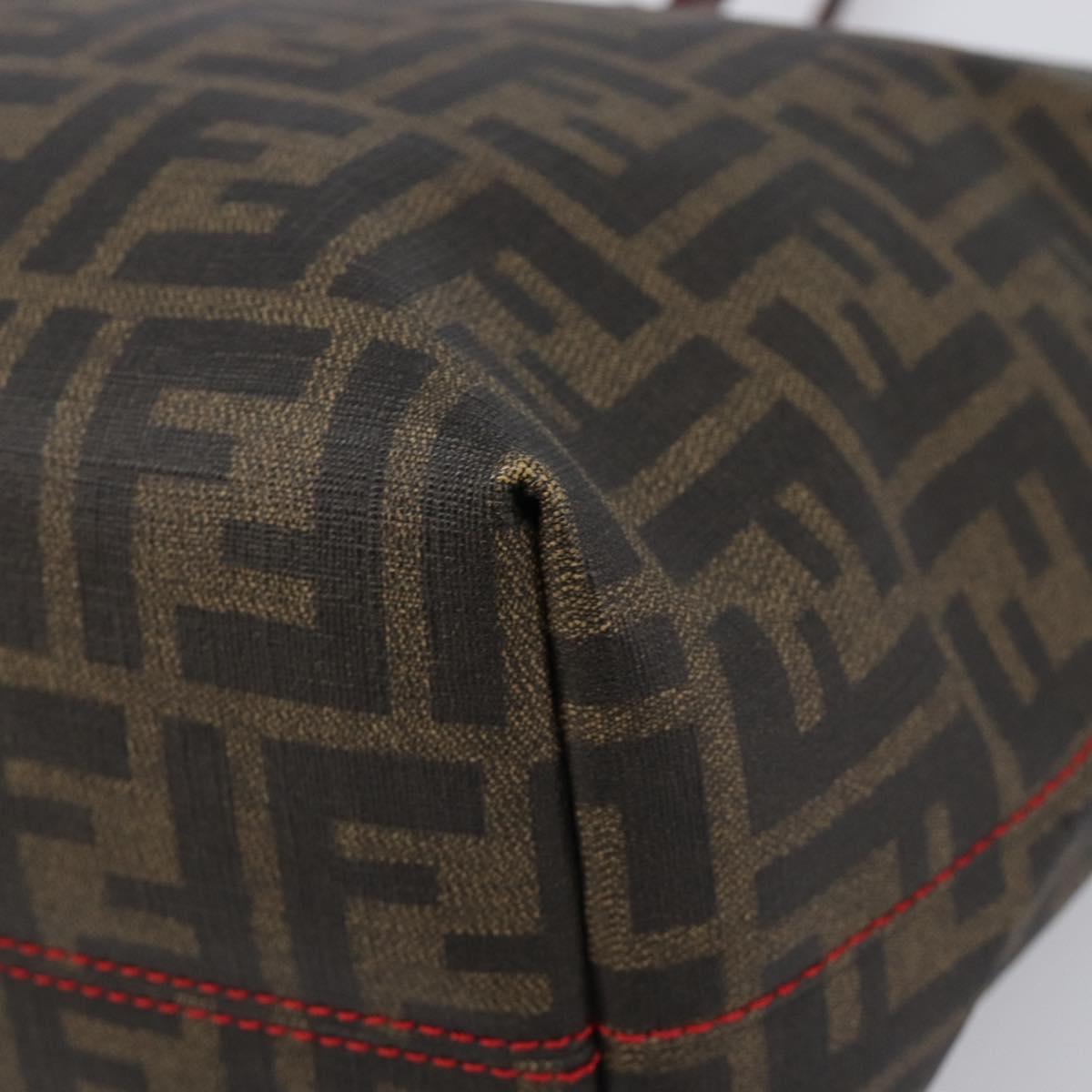 FENDI Zucca Canvas Tote Bag PVC Brown Black Auth am12594V