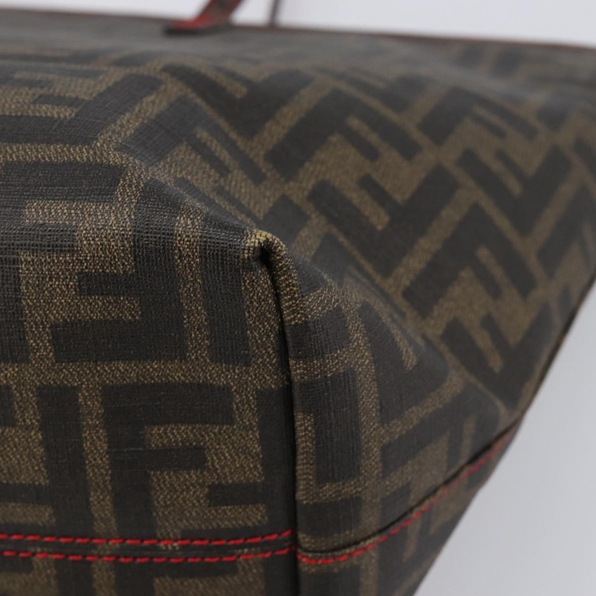 FENDI Zucca Canvas Tote Bag PVC Brown Black Auth am12594V