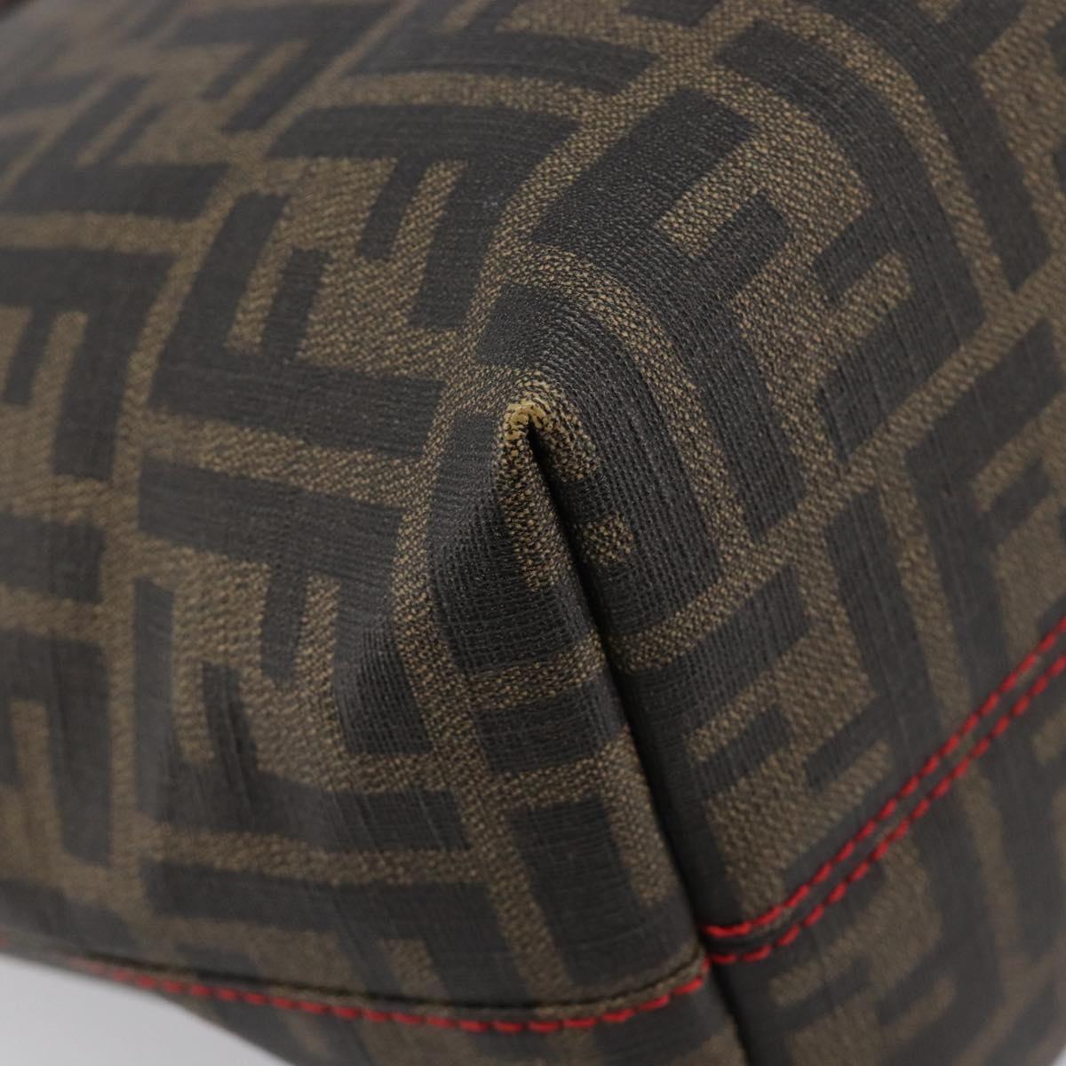 FENDI Zucca Canvas Tote Bag PVC Brown Black Auth am12594V