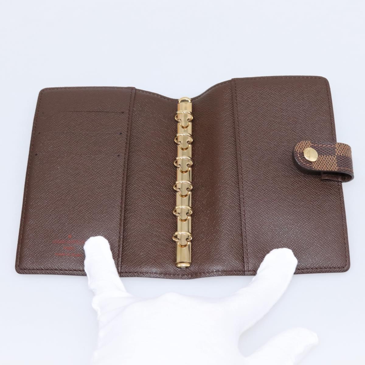 LOUIS VUITTON Damier Ebene Agenda PM Day Planner Cover R20700 LV Auth am12595V