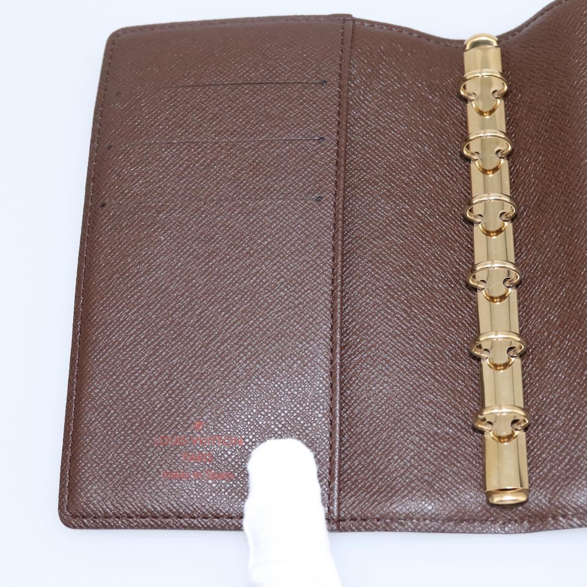 LOUIS VUITTON Damier Ebene Agenda PM Day Planner Cover R20700 LV Auth am12595V