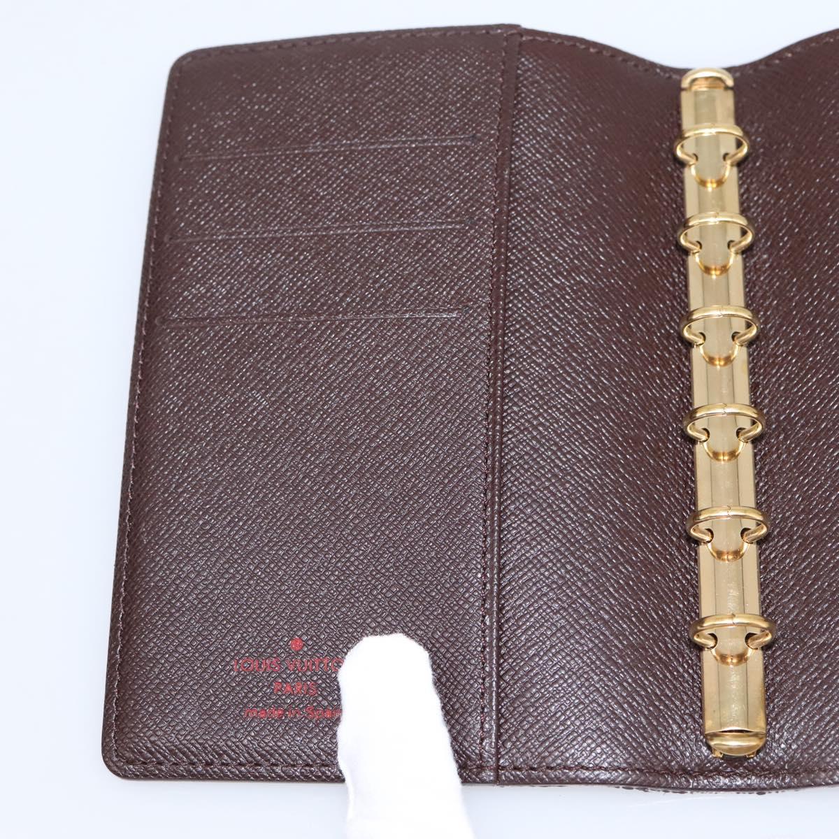 LOUIS VUITTON Damier Ebene Agenda PM Day Planner Cover R20700 LV Auth am12596V
