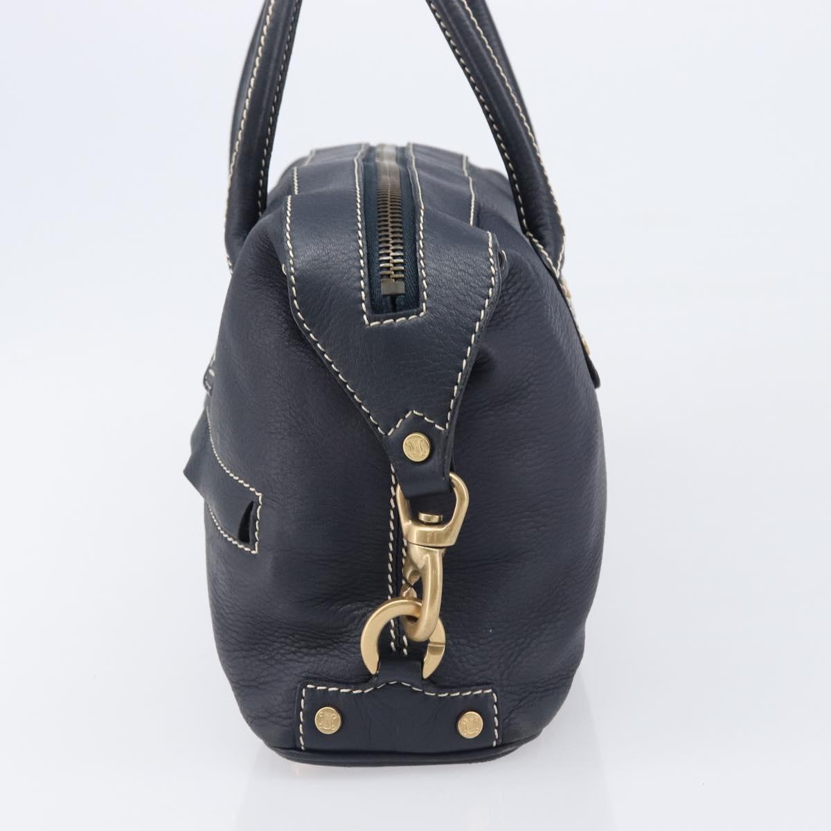CELINE Hand Bag Leather Black Gold Auth am12599V