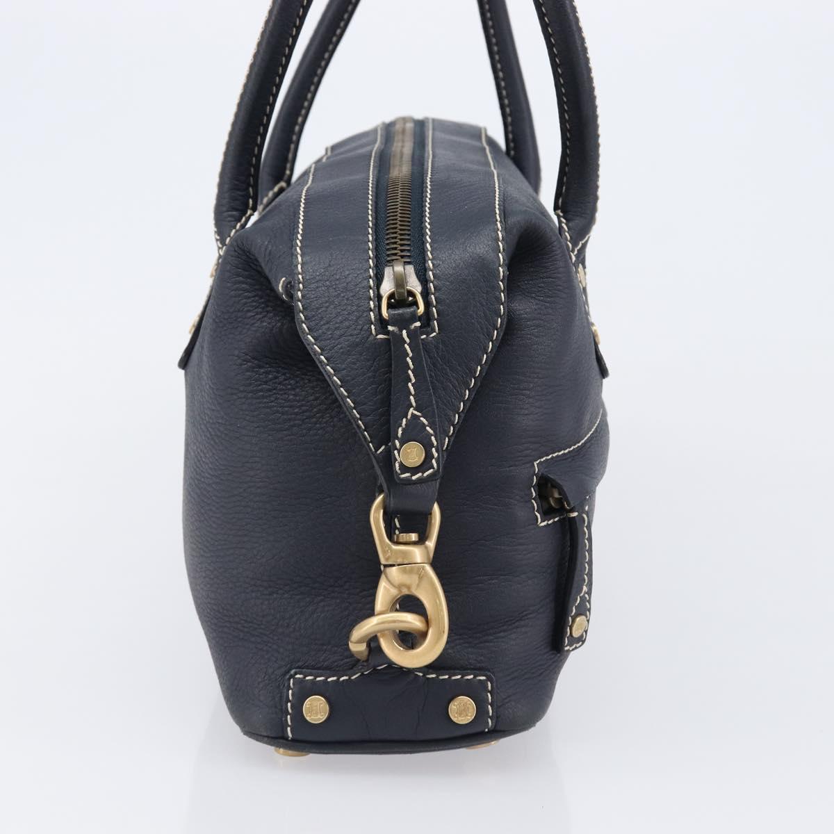 CELINE Hand Bag Leather Black Gold Auth am12599V