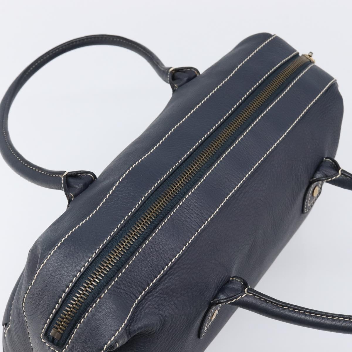 CELINE Hand Bag Leather Black Gold Auth am12599V