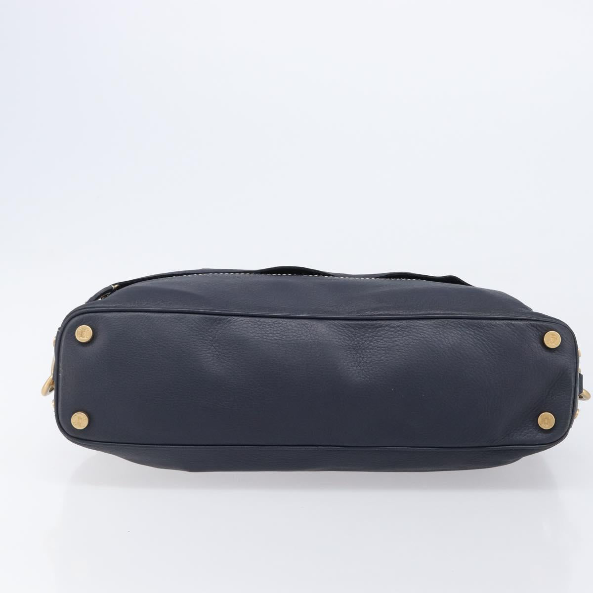 CELINE Hand Bag Leather Black Gold Auth am12599V