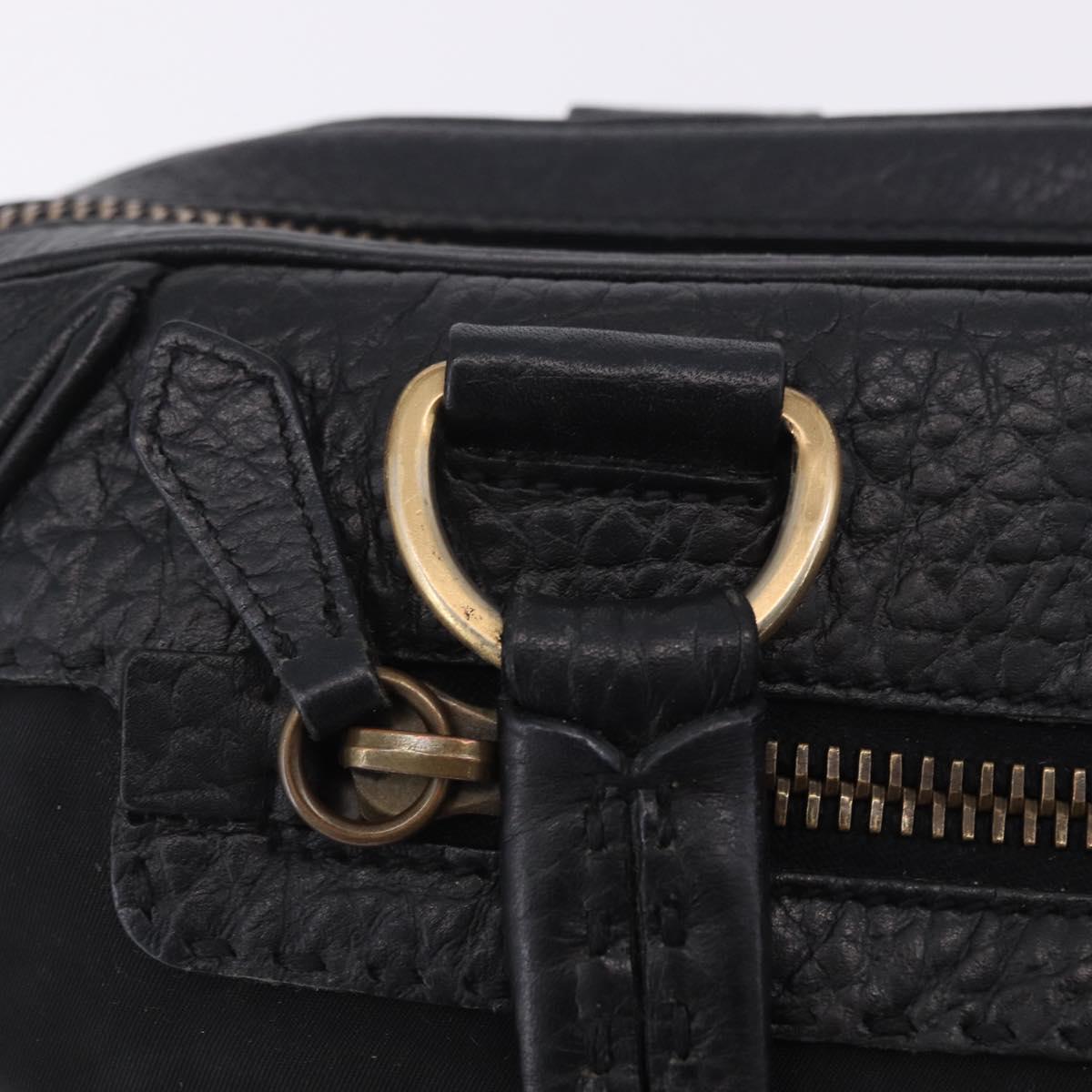 PRADA Shoulder Bag Leather nylon Black Gold Auth am12600V