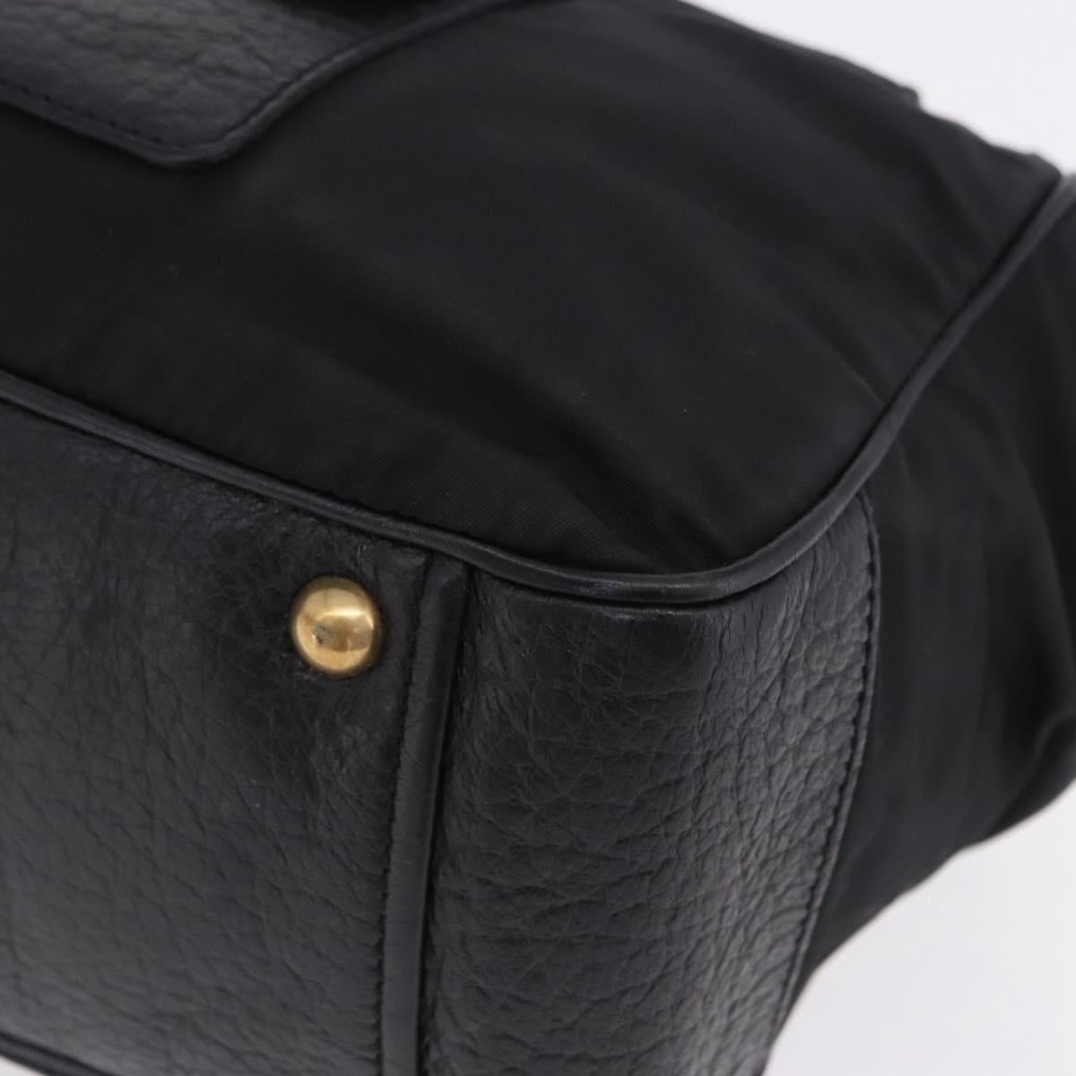 PRADA Shoulder Bag Leather nylon Black Gold Auth am12600V