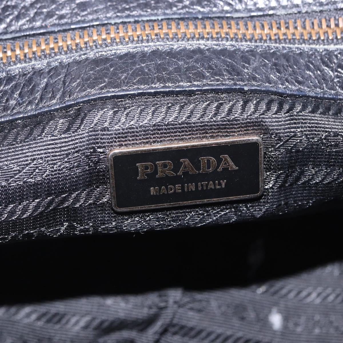 PRADA Shoulder Bag Leather nylon Black Gold Auth am12600V