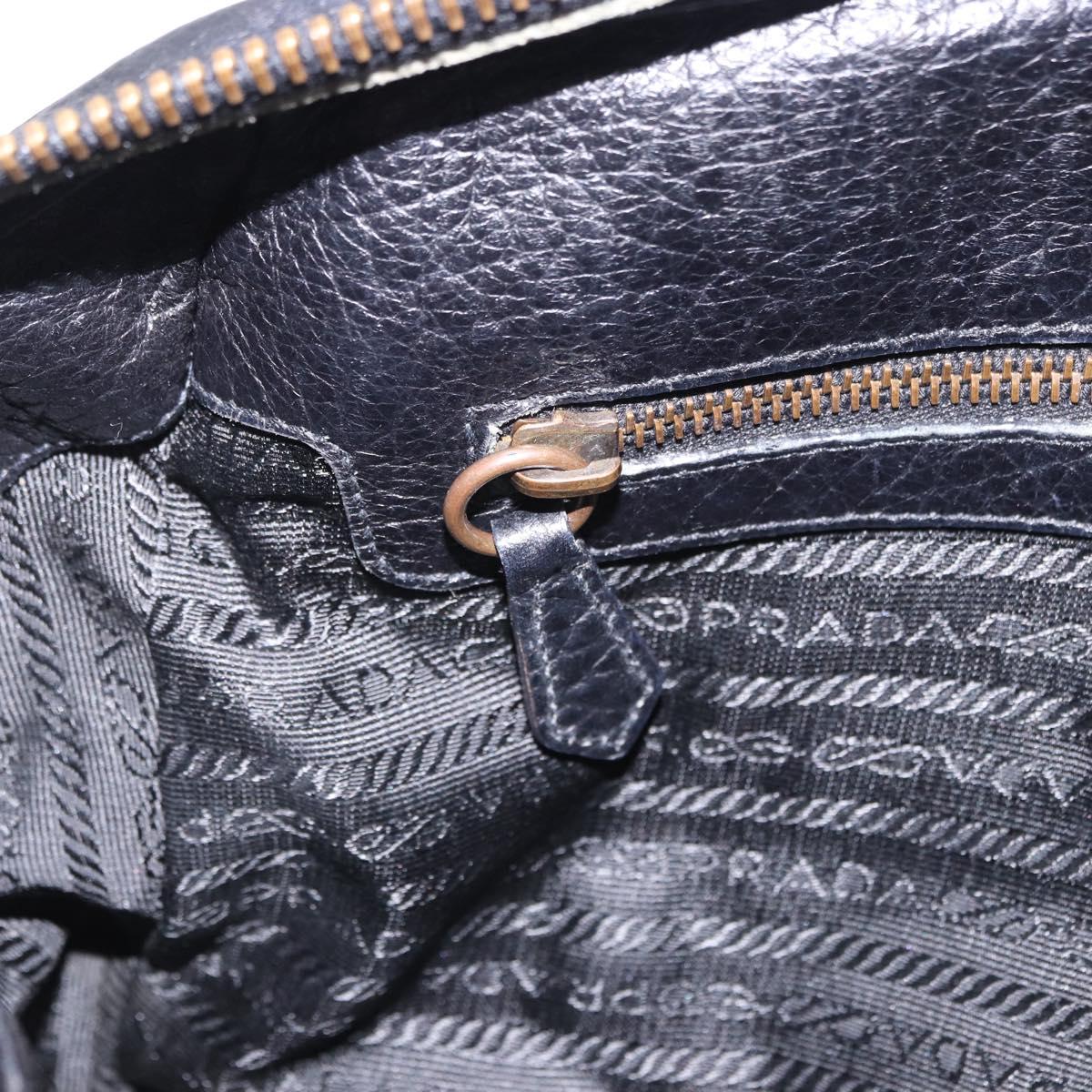 PRADA Shoulder Bag Leather nylon Black Gold Auth am12600V