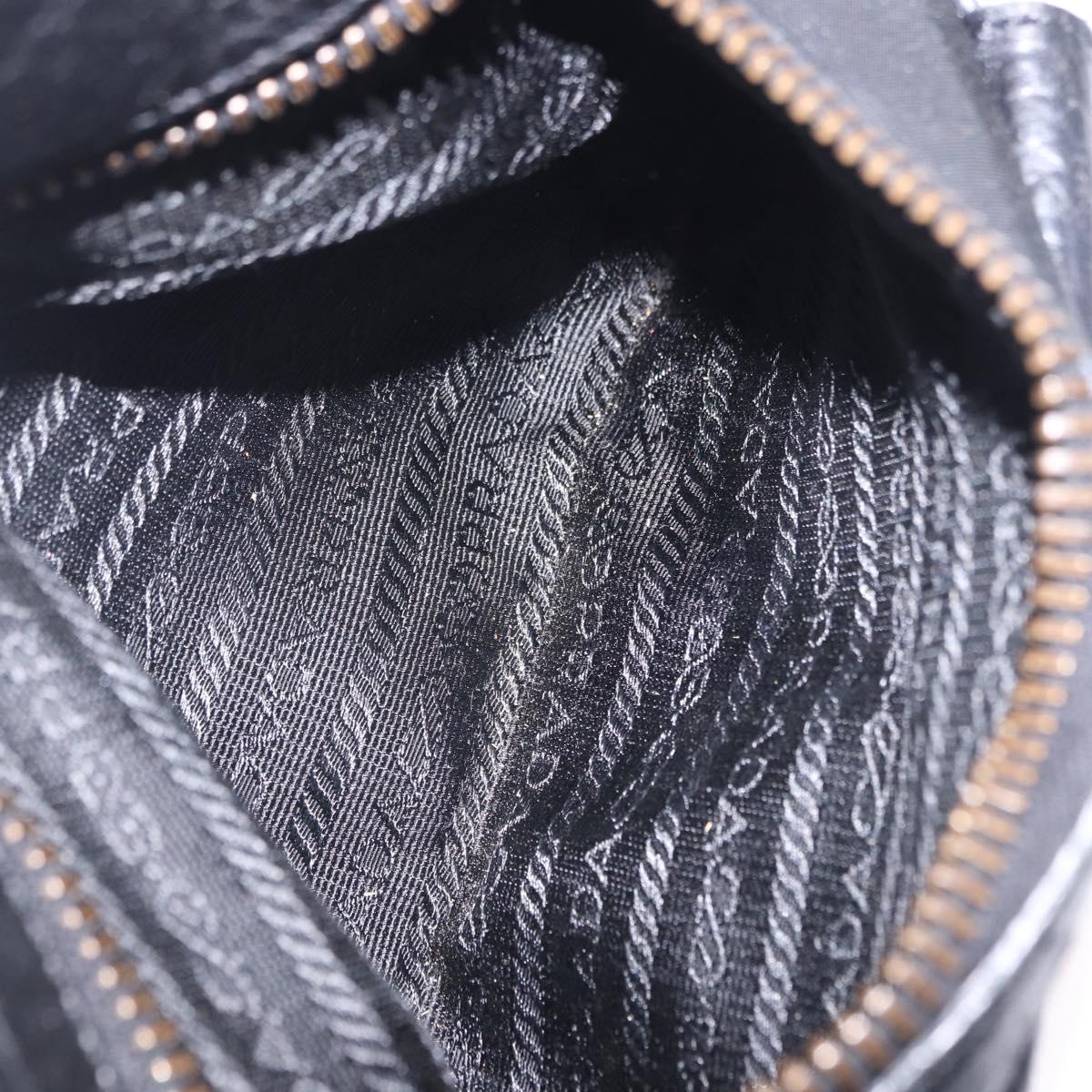PRADA Shoulder Bag Leather nylon Black Gold Auth am12600V