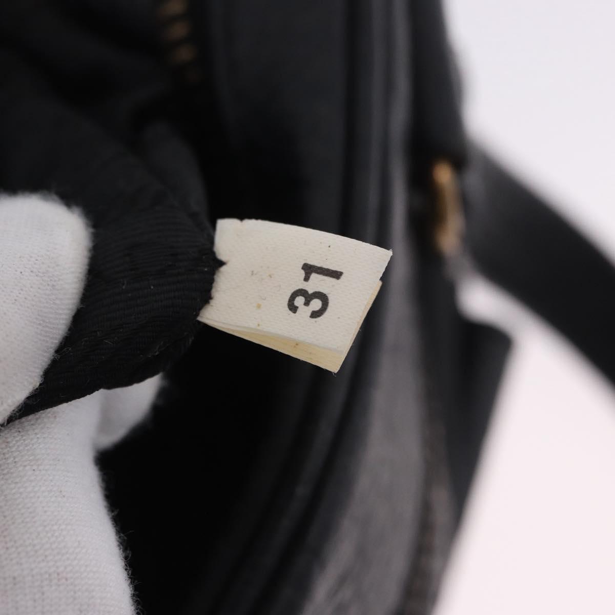 PRADA Shoulder Bag Leather nylon Black Gold Auth am12600V