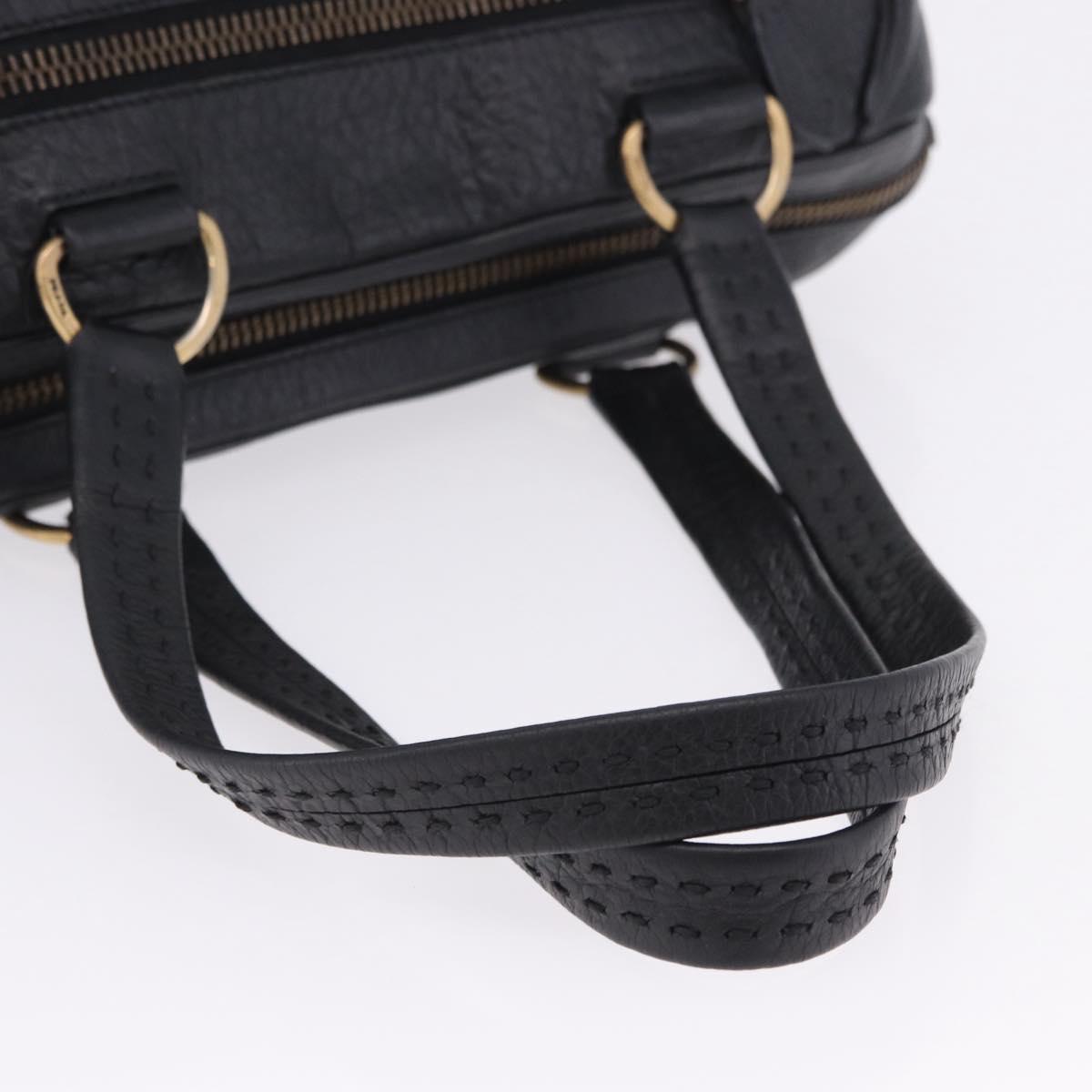 PRADA Shoulder Bag Leather nylon Black Gold Auth am12600V