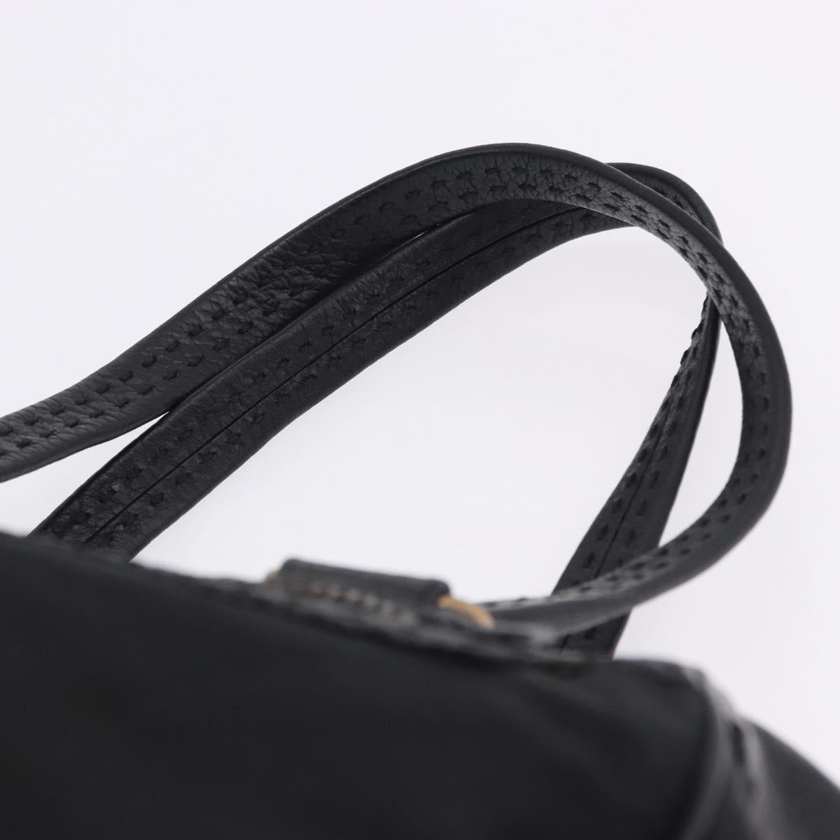 PRADA Shoulder Bag Leather nylon Black Gold Auth am12600V