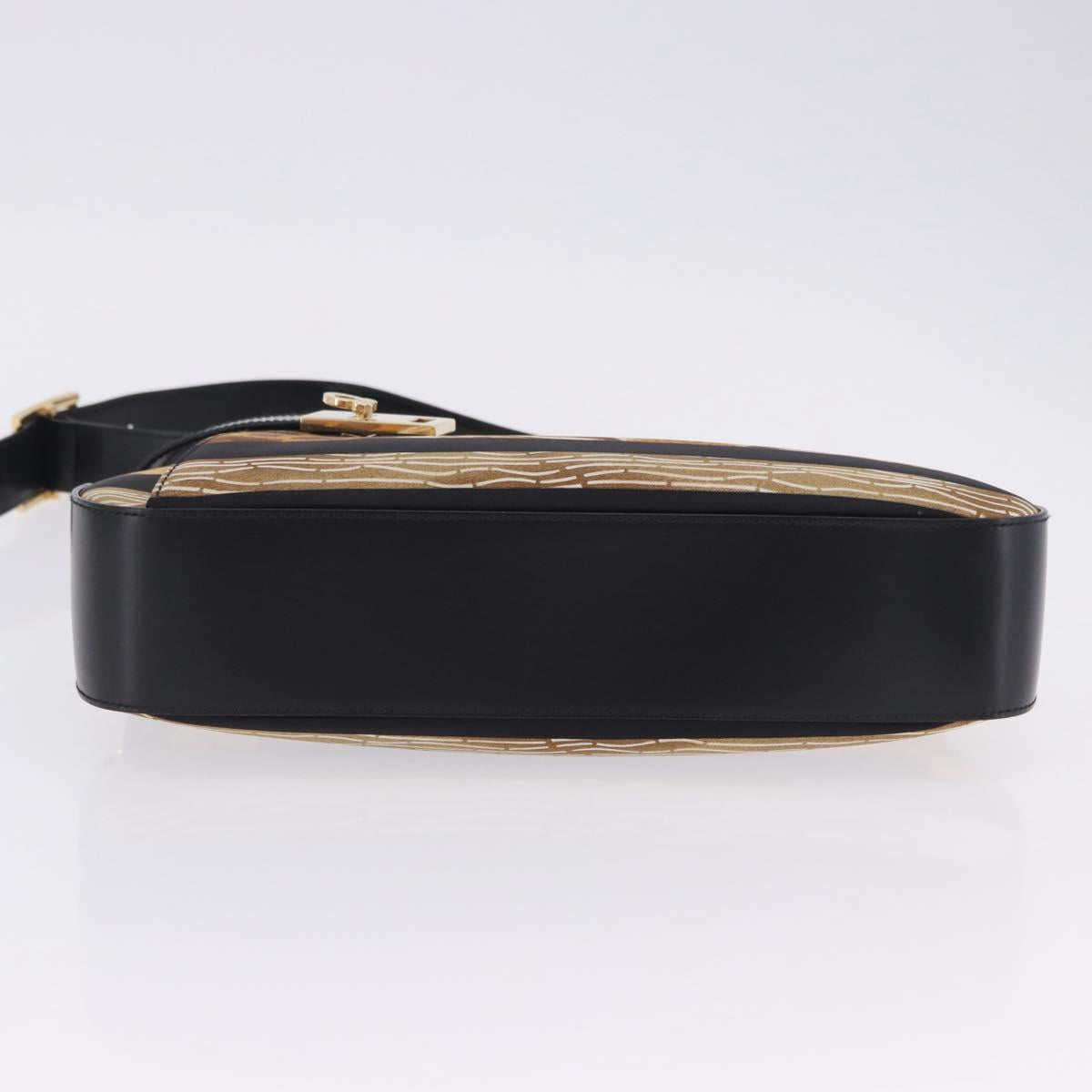 Salvatore Ferragamo Leopard Hand Bag Nylon Leather Beige Gold Auth am12601V