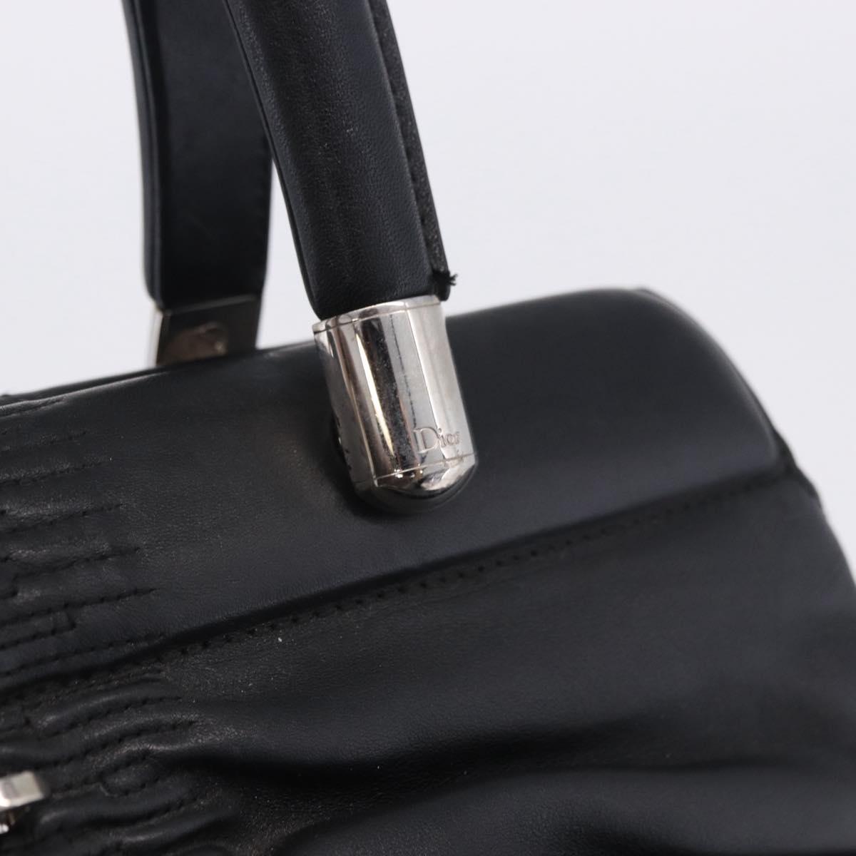 Christian Dior Carreño Hand Bag Leather Black Silver Auth am12602SAM