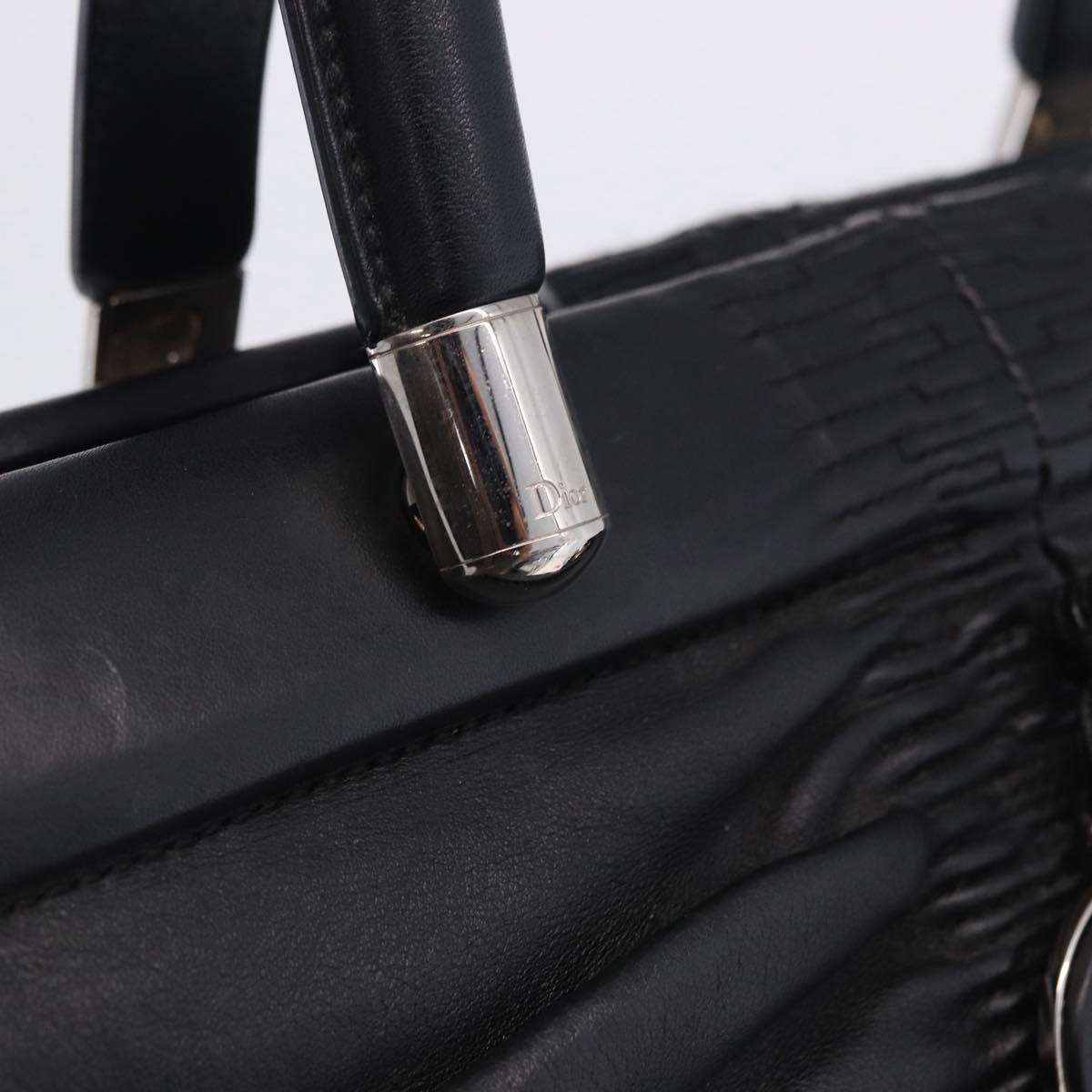 Christian Dior Carreño Hand Bag Leather Black Silver Auth am12602SAM