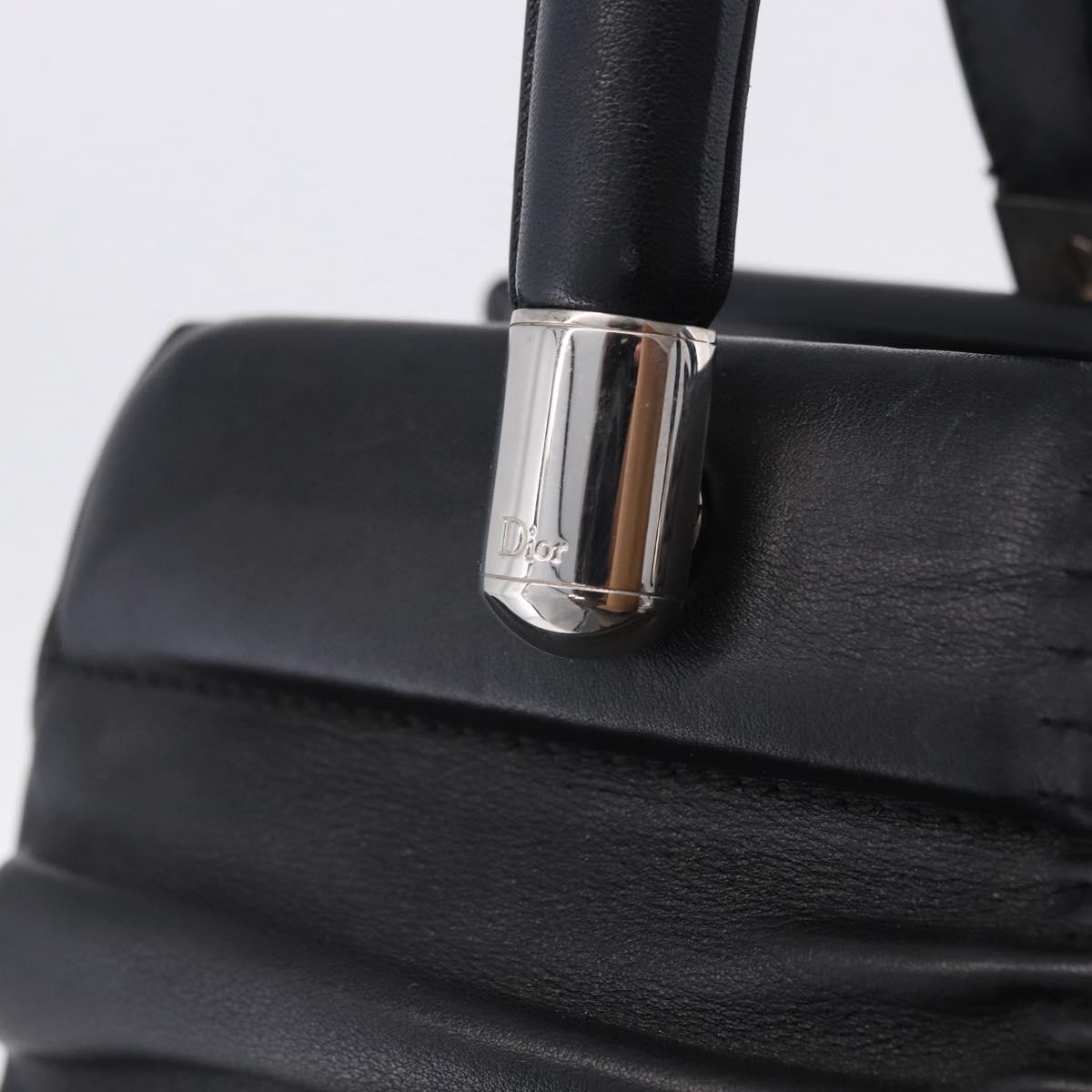 Christian Dior Carreño Hand Bag Leather Black Silver Auth am12602SAM