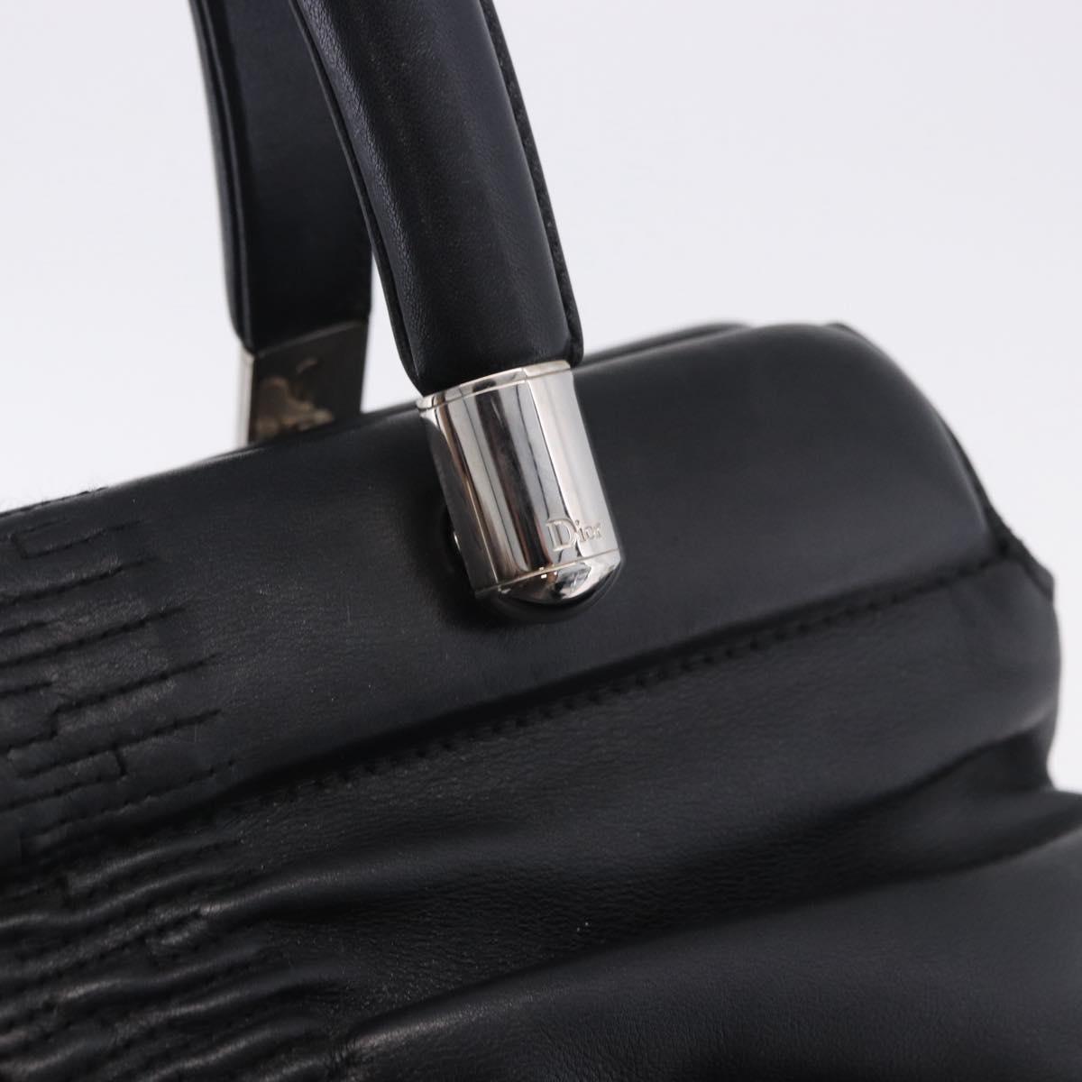 Christian Dior Carreño Hand Bag Leather Black Silver Auth am12602SAM