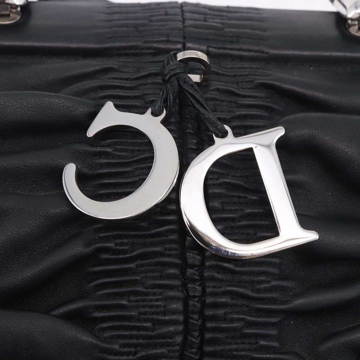 Christian Dior Carreño Hand Bag Leather Black Silver Auth am12602SAM