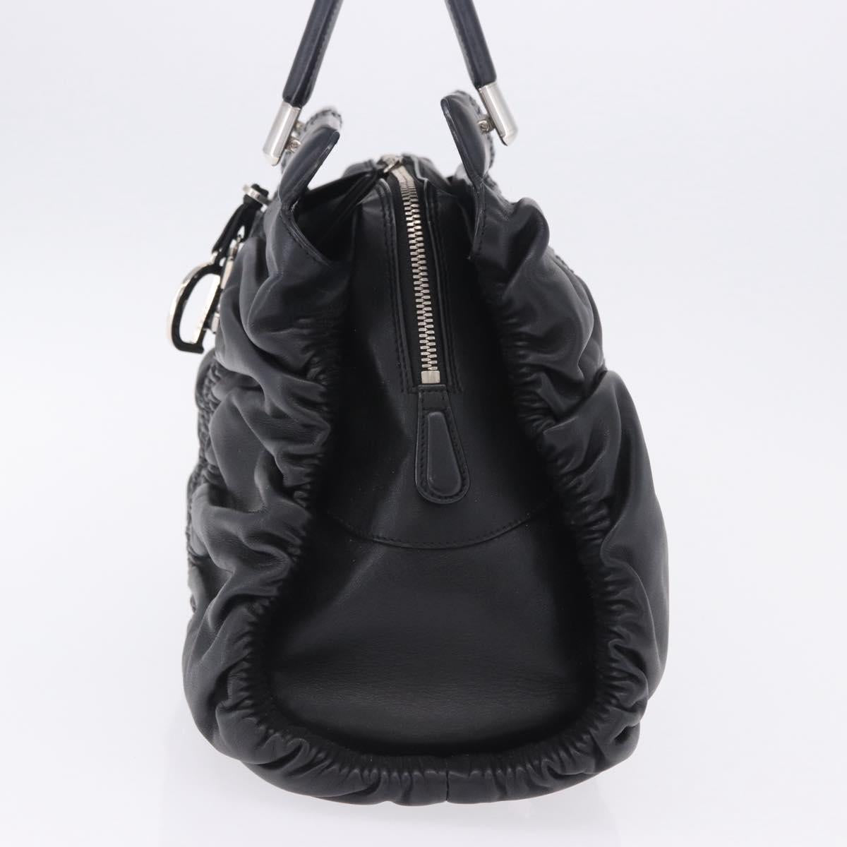 Christian Dior Carreño Hand Bag Leather Black Silver Auth am12602SAM