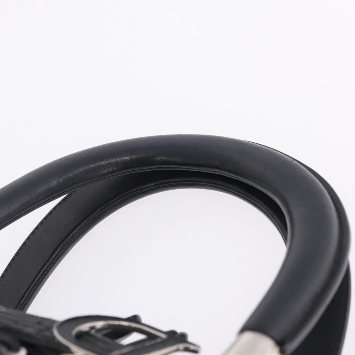 Christian Dior Carreño Hand Bag Leather Black Silver Auth am12602SAM