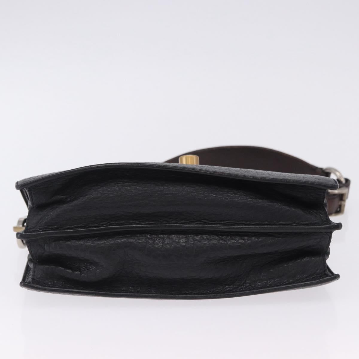 PRADA Ready Lock Shoulder Hand Bag Leather Black Gold Auth am12604V