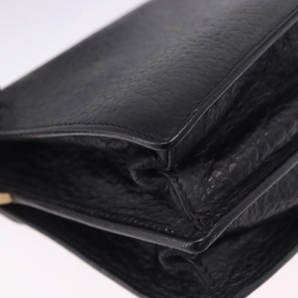 PRADA Ready Lock Shoulder Hand Bag Leather Black Gold Auth am12604V