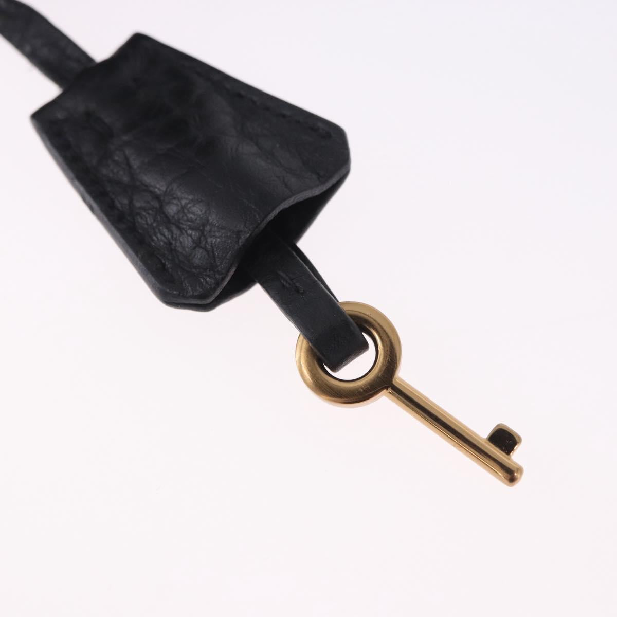 PRADA Ready Lock Shoulder Hand Bag Leather Black Gold Auth am12604V