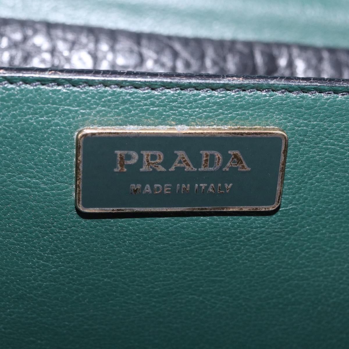 PRADA Ready Lock Shoulder Hand Bag Leather Black Gold Auth am12604V