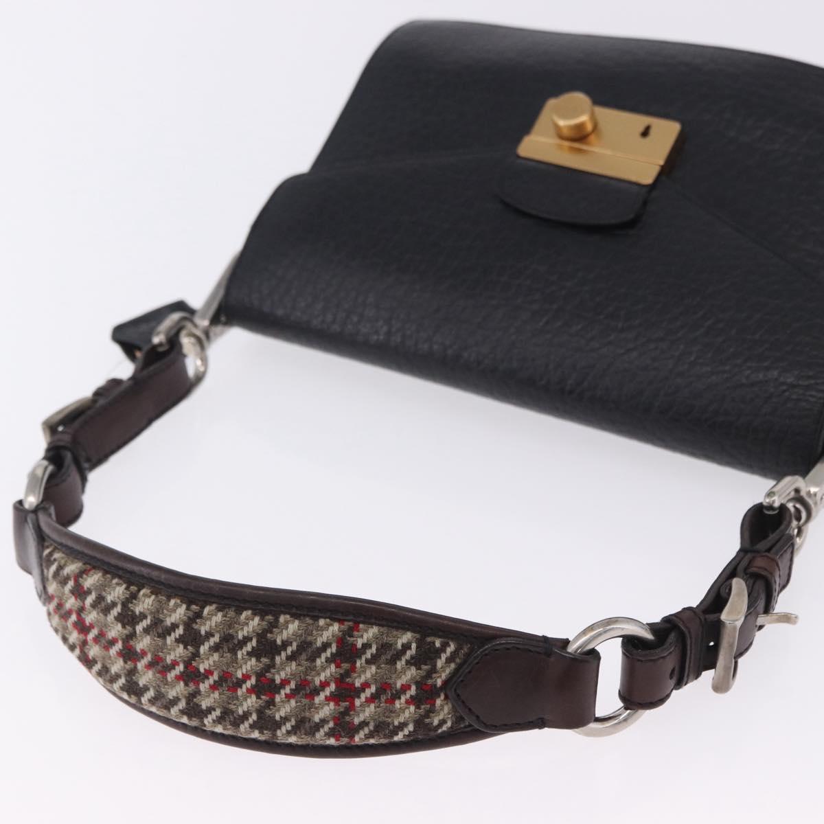 PRADA Ready Lock Shoulder Hand Bag Leather Black Gold Auth am12604V